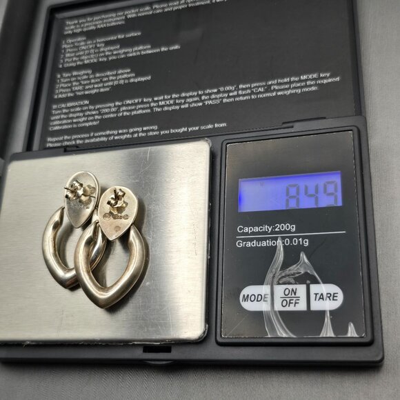 VTG Sterling Doorknocker Earrings 1.5" Signed SU Thailand Hollow-Form 8.49g - Picture 8 of 9